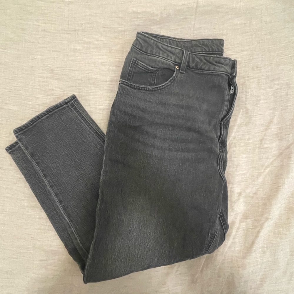 HM black washed straight leg jeans